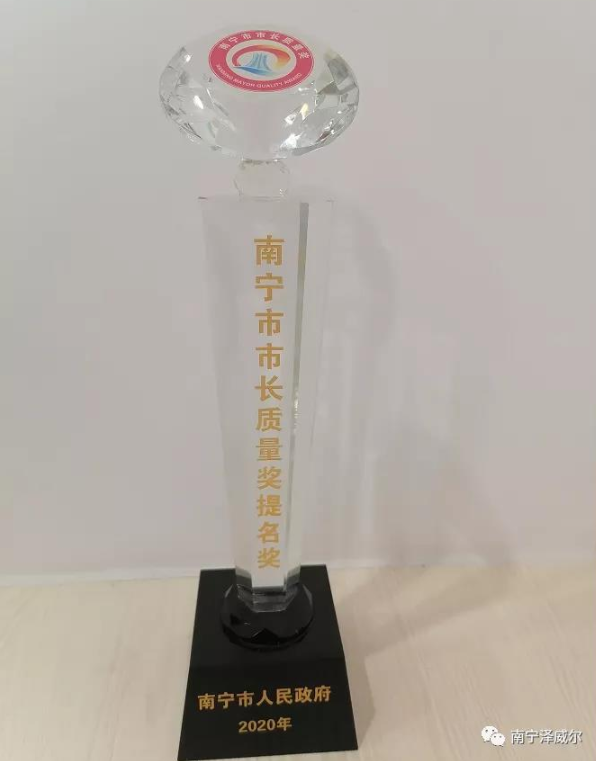 熱烈祝賀澤威爾榮獲“南寧市市長質(zhì)量獎提名獎”榮譽稱號