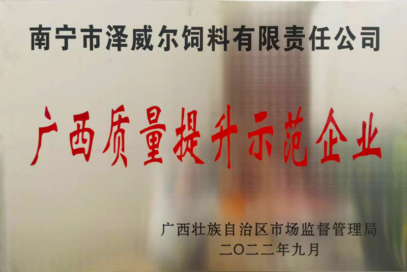 澤威爾榮獲廣西質(zhì)量提升示范企業(yè)稱號(hào)2